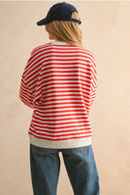 Load image into Gallery viewer, Red and Grey Striped Pullover
