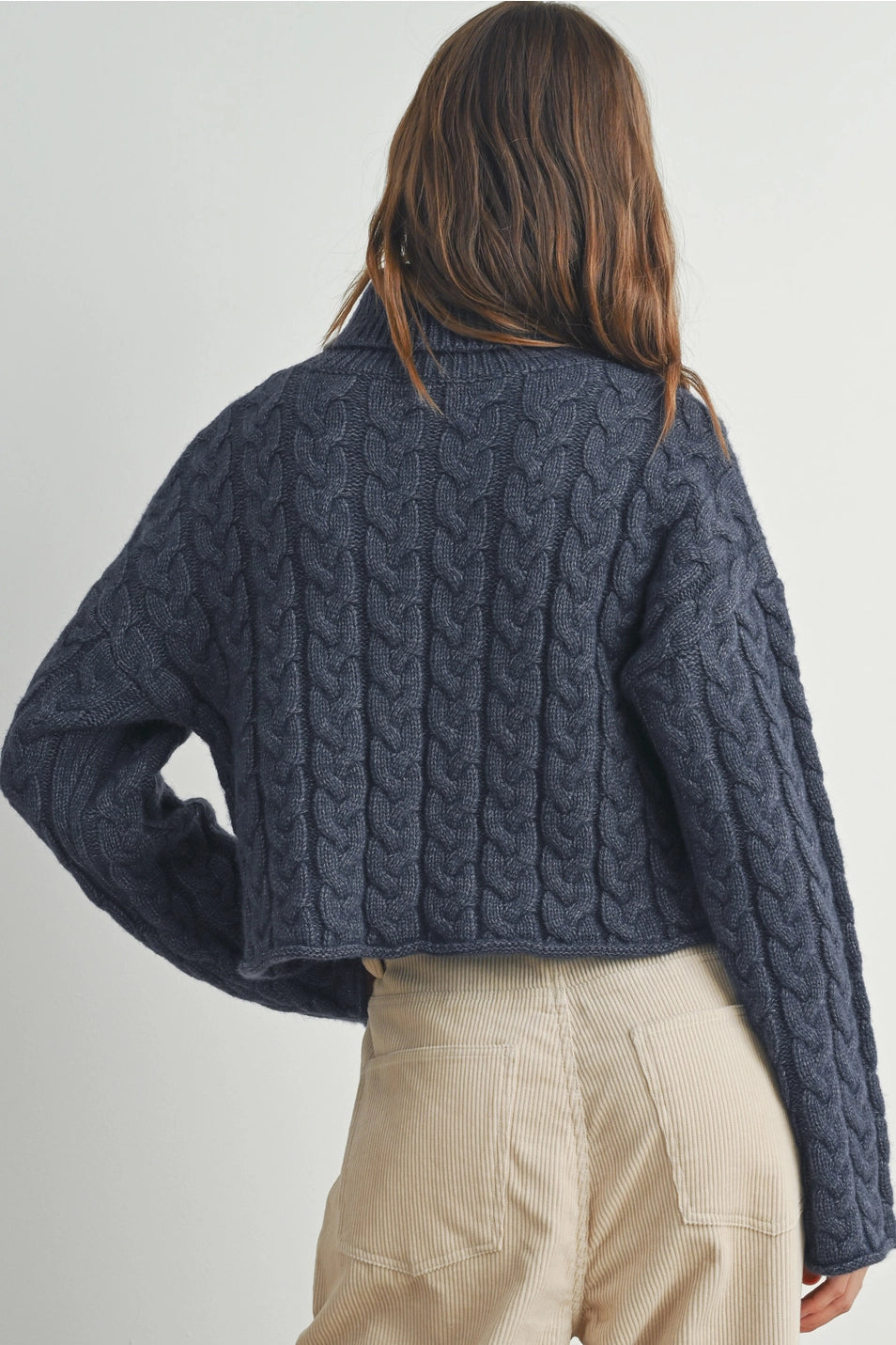 Thick Braid Turtleneck Sweater