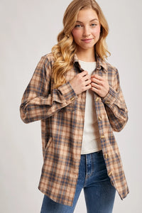 Beige Flannel Button Down