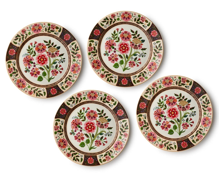 Gracie Porcelain Dinner Plate Set Gold Floral