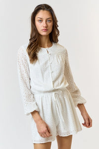 Eyelet Button Up Romper