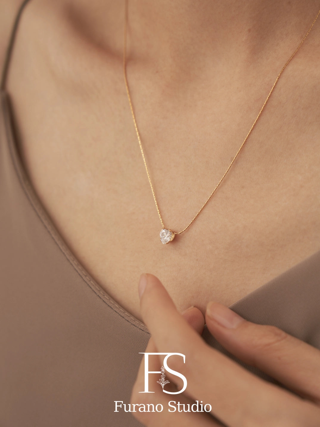 Floating Diamond Heart Pendant Necklace
