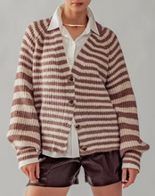 Load image into Gallery viewer, Relaxed Fit Stripe Rib Knit Cardigan
