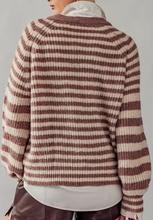 Load image into Gallery viewer, Relaxed Fit Stripe Rib Knit Cardigan
