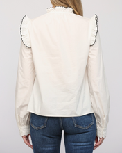 Load image into Gallery viewer, Embroidered Ruffle Trim Blouse
