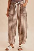 Soft Brushed Check Barrel Pants