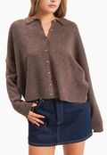 Button-Up Collared Sweater Cardigan