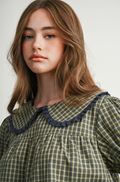Plaid Peter Pan Collar Blouse