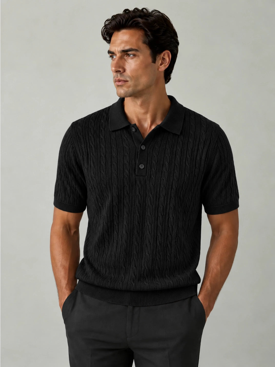Men's Cable Knit Polo
