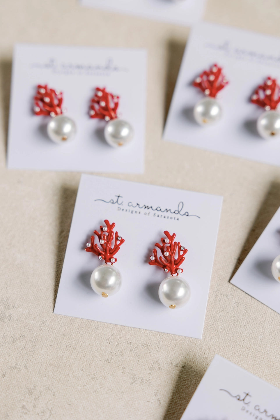Coral Pearl Mini Statement Earrings