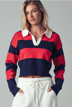 Load image into Gallery viewer, Red Navy Striped Cropped Top
