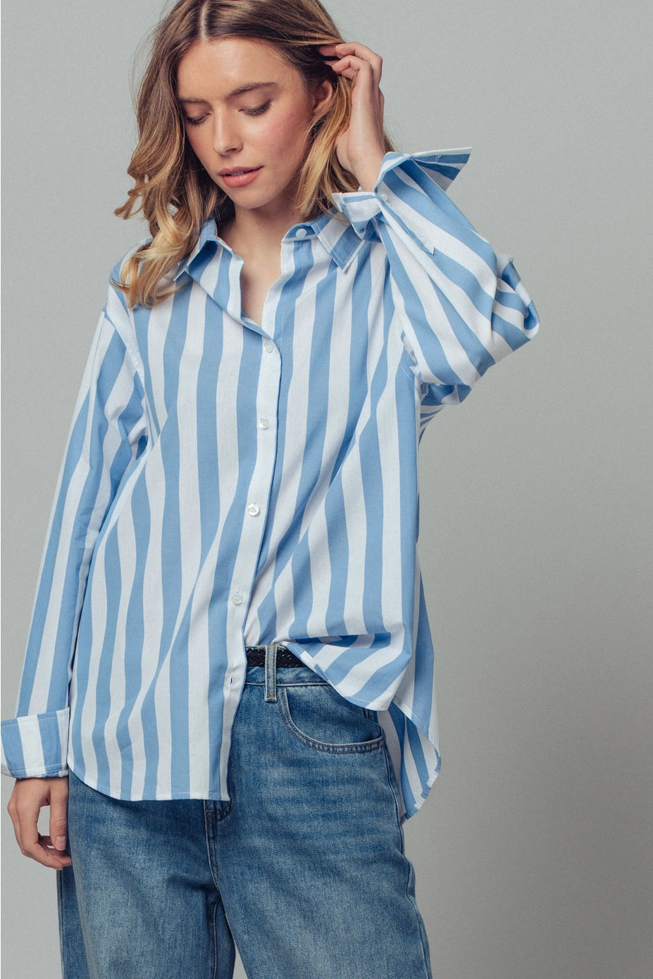 Oversized Striped Button Down Shirt