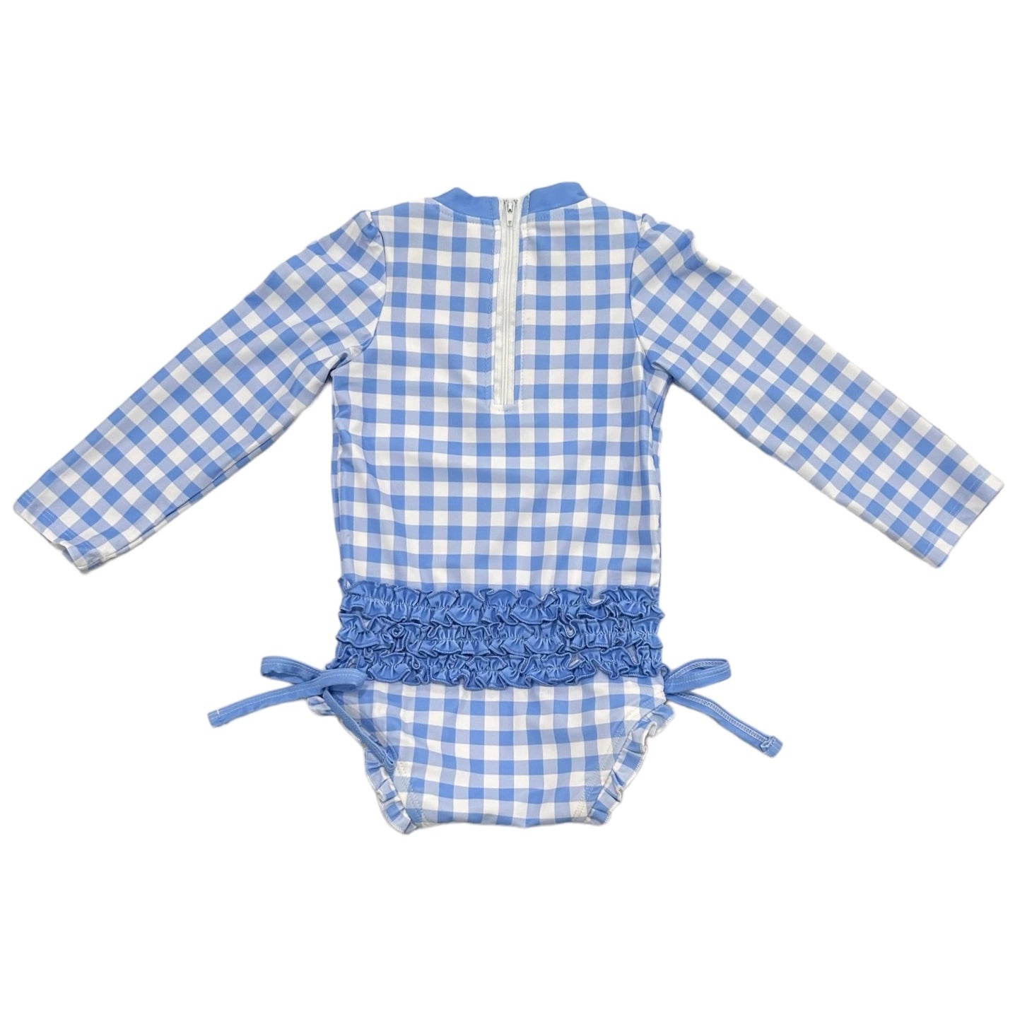 Girls Ruffle Swim Suit - Blue Gingham