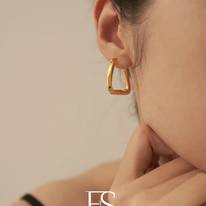 Gold Rectangle Hoop Earrings