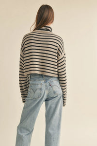 Striped Turtleneck Crop Sweater