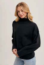 Load image into Gallery viewer, Black Knit Turtle Neck Sweater
