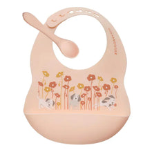 Load image into Gallery viewer, Puppies &amp; Poppies Silicone Bib &amp; Spoon Set
