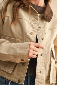 Collar Contrasted Utility Jacket