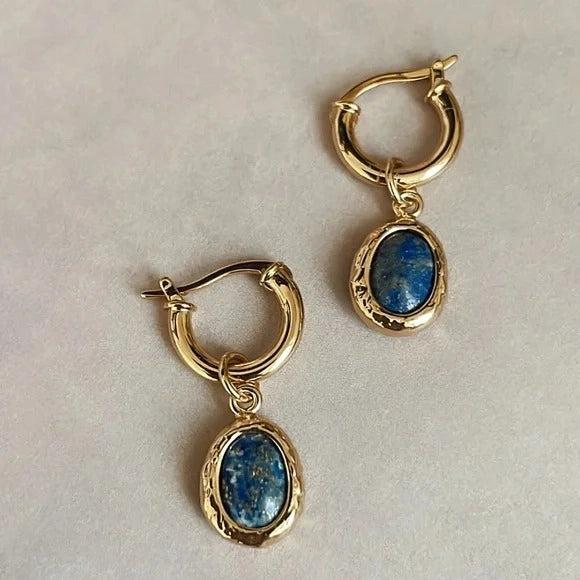 Blue Piedritas Hoops