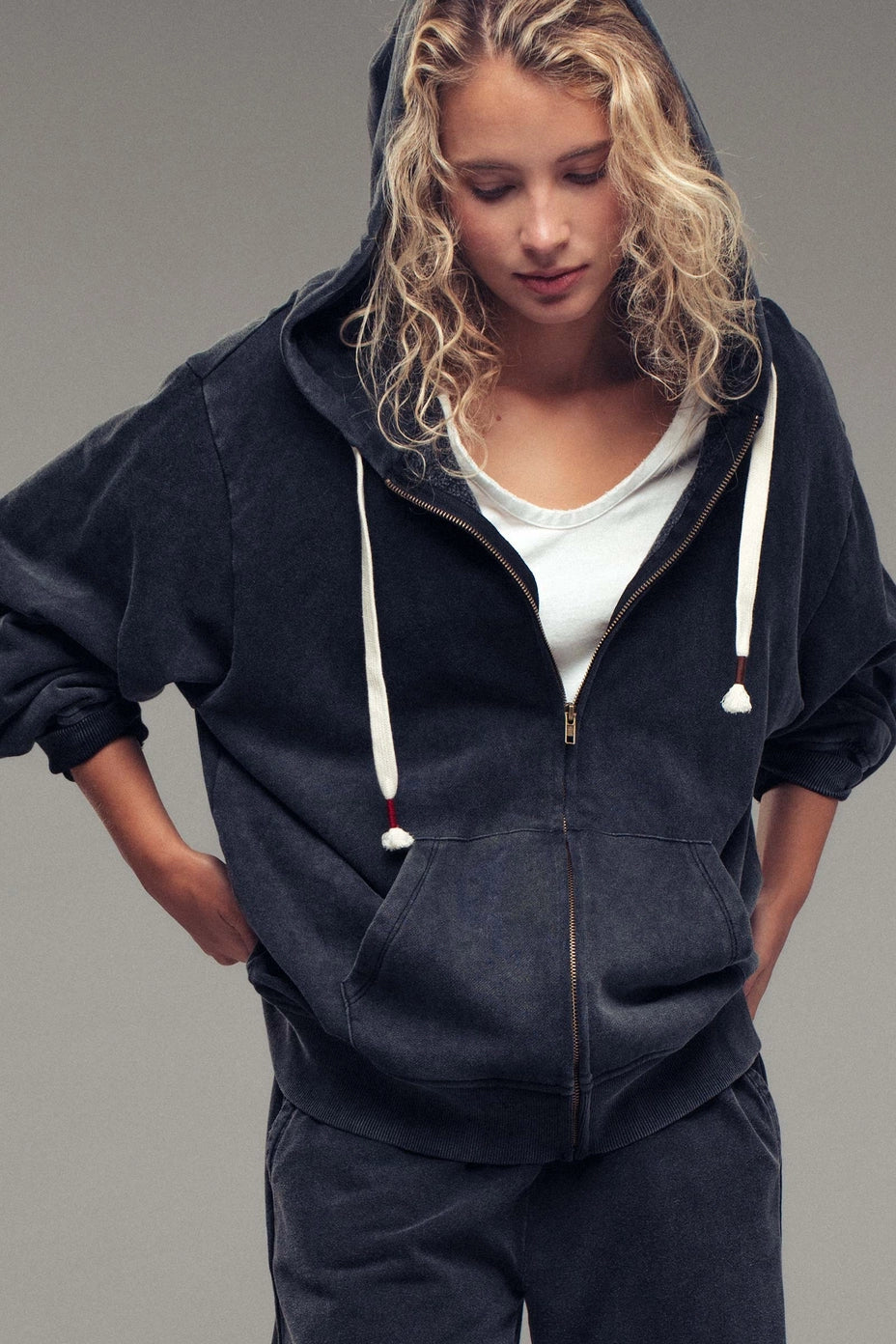 Vintage Wash Zip Up Hoodie