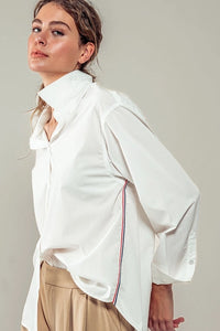 Oversized Twill Tape Stripe Button Down Shirt