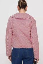 Load image into Gallery viewer, Bow Tie Front Striped Quilted Jacket
