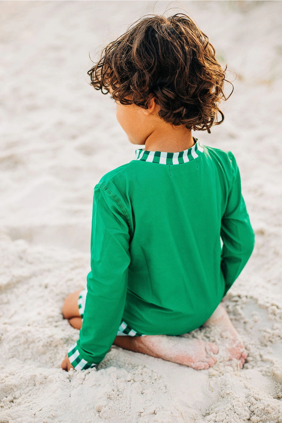 Boys Long Sleeve Swim Rashgaurd- Green
