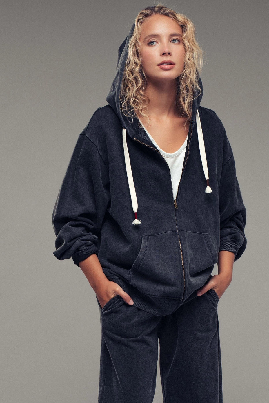 Vintage Wash Zip Up Hoodie