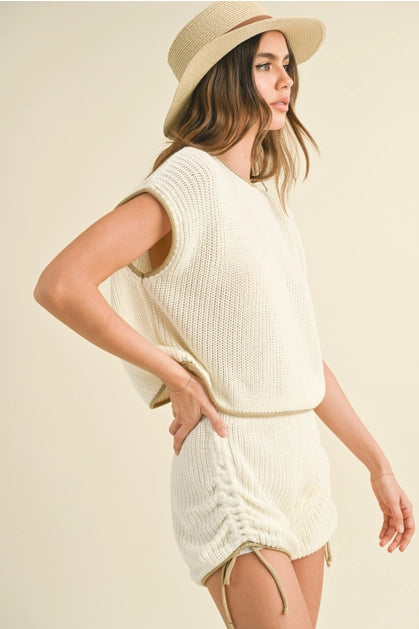 Contrasted Detail Knitted Crop Top