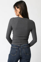 Load image into Gallery viewer, Charcoal Ribbed Long Sleeve
