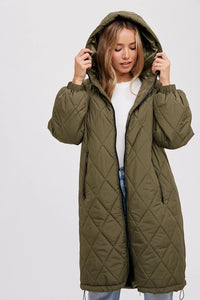 Army Green Quilted Puffer Jacket