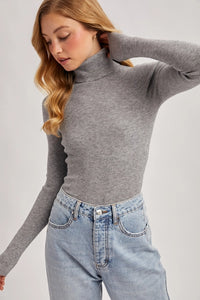 Grey Marl Ribbed Turtle Neck