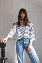Load image into Gallery viewer, Navy Breton Cotton Crew
