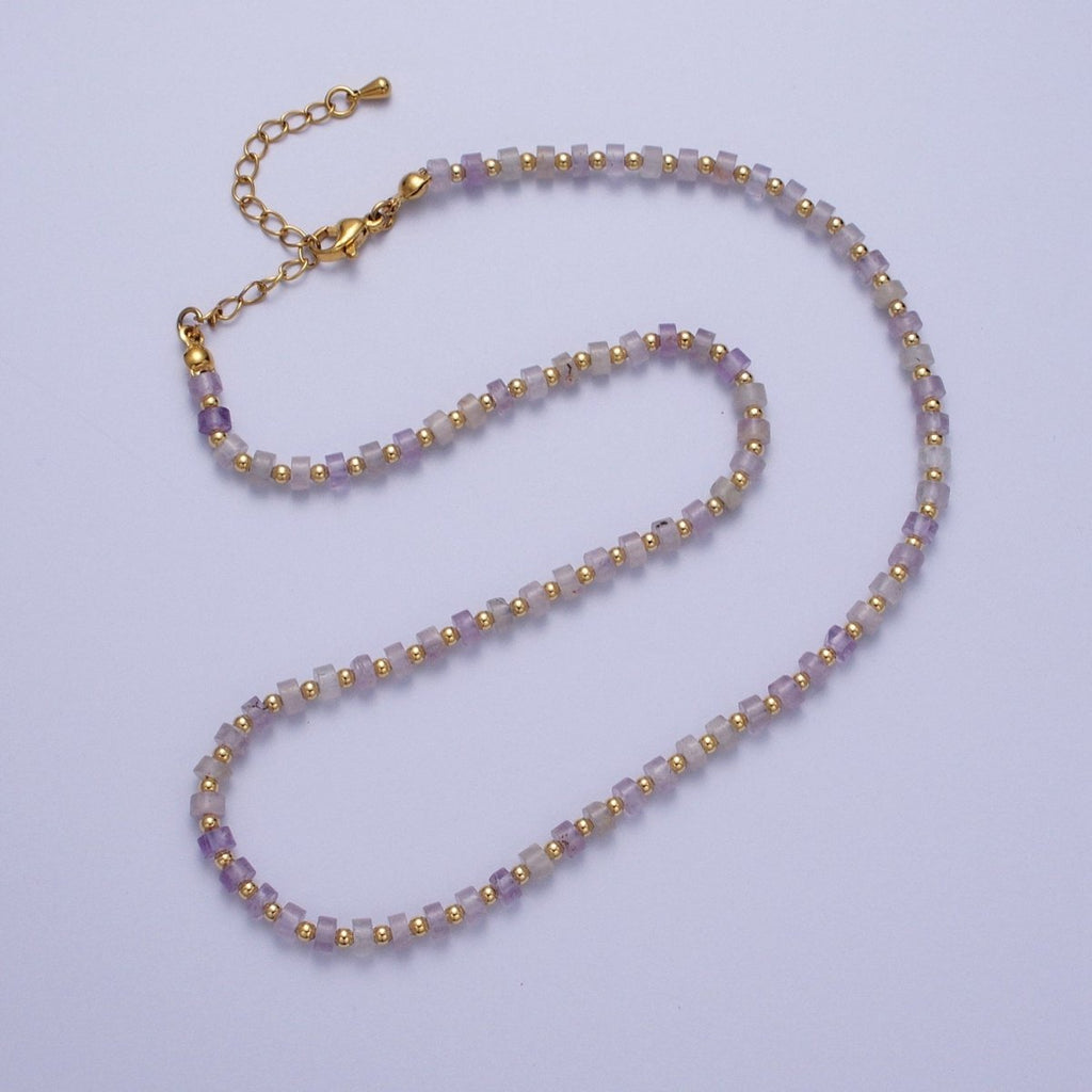 16" Beaded Amethyst Necklace