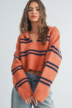 Load image into Gallery viewer, Striped Cropped Collar Sweater
