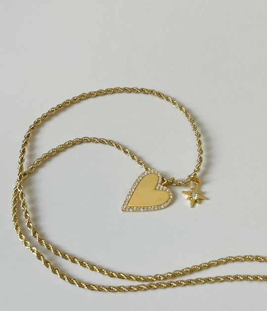 Michel Heart and Star Charm Necklace