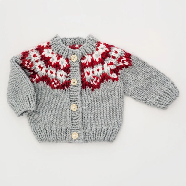 Kids Fairisle Cardigan Red