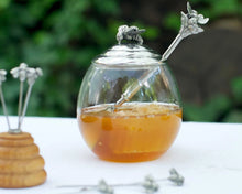 Load image into Gallery viewer, Bee Glass Honey Pot
