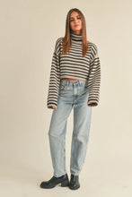 Load image into Gallery viewer, Striped Turtleneck Crop Sweater
