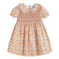 Girls Brown Floral Collared Dress