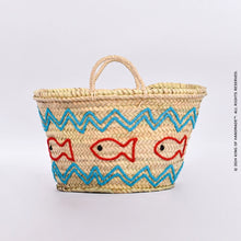 Load image into Gallery viewer, Handwoven Straw Beach Bag with Fish Motif
