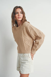 Solid Cable Knit Sweater