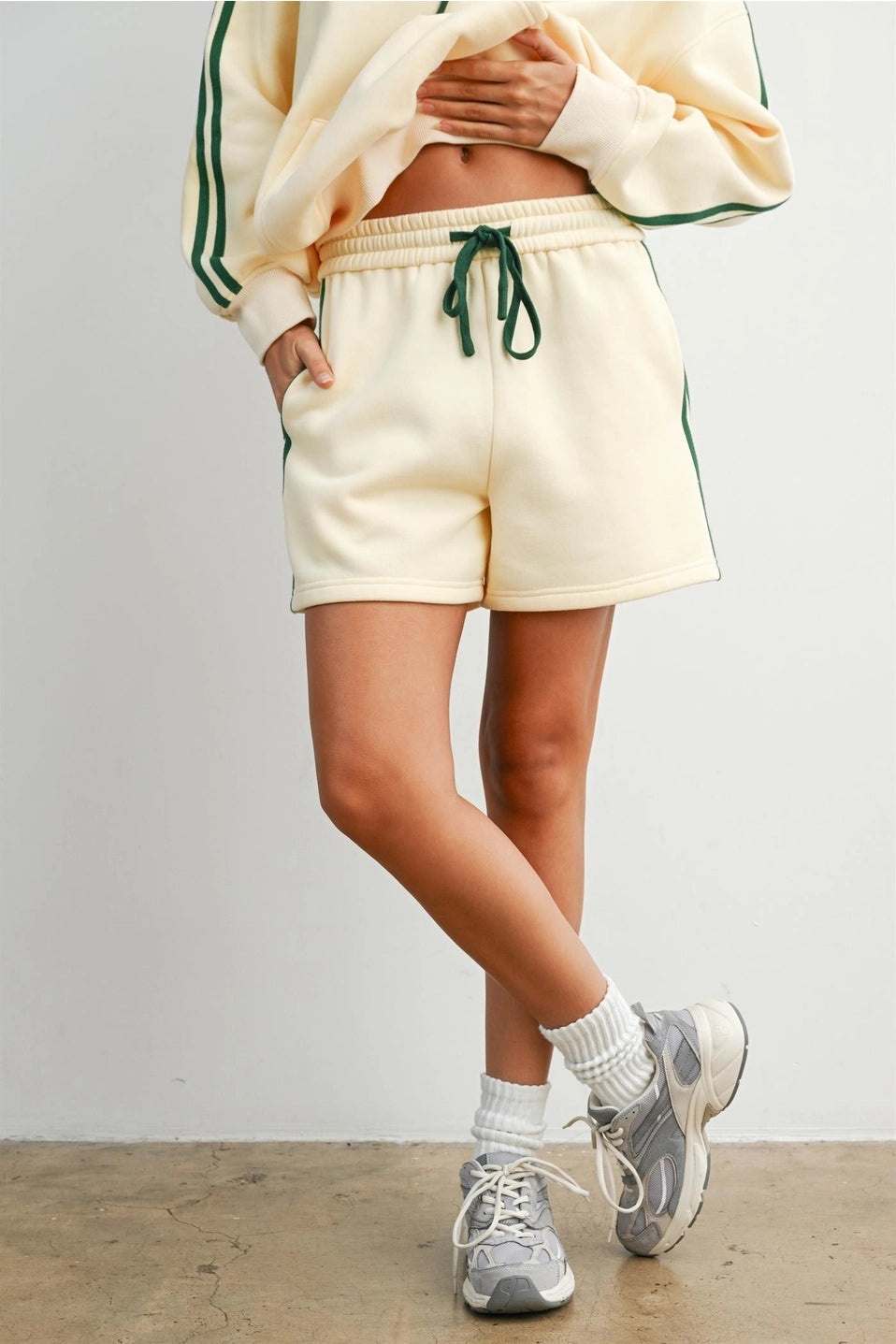 Contrast Striped Drawstring Shorts