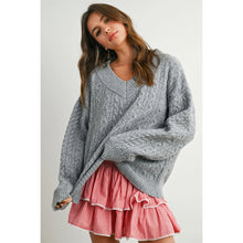Load image into Gallery viewer, V-Neck Cable Knit Sweater
