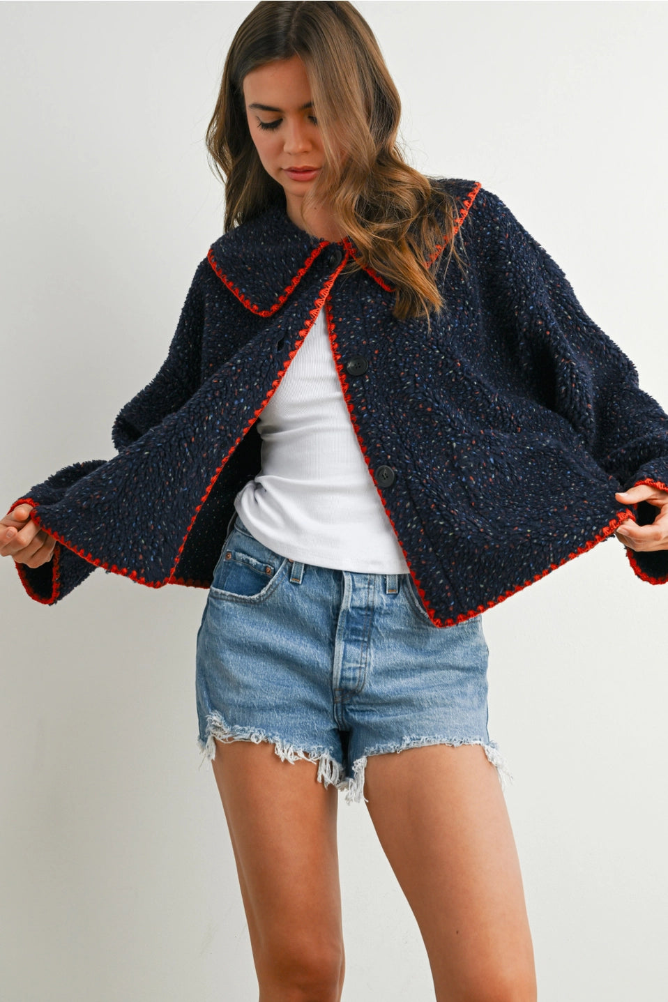 Buttoned Fleece Puffer Jacket
