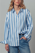 Oversized Striped Button Down Shirt