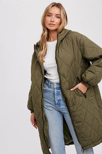 Army Green Quilted Puffer Jacket