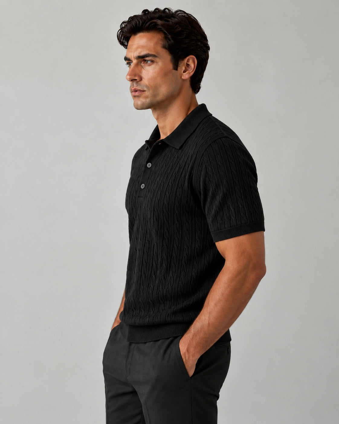 Men's Cable Knit Polo