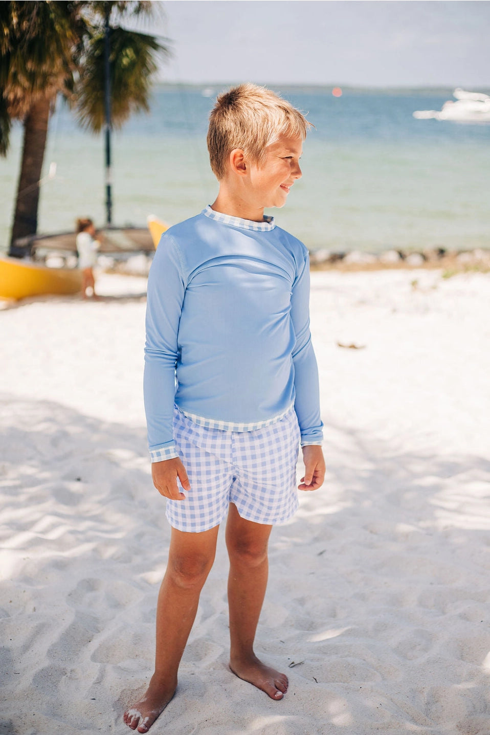 Boys Long Sleeve Swim Rashgaurd- Blue