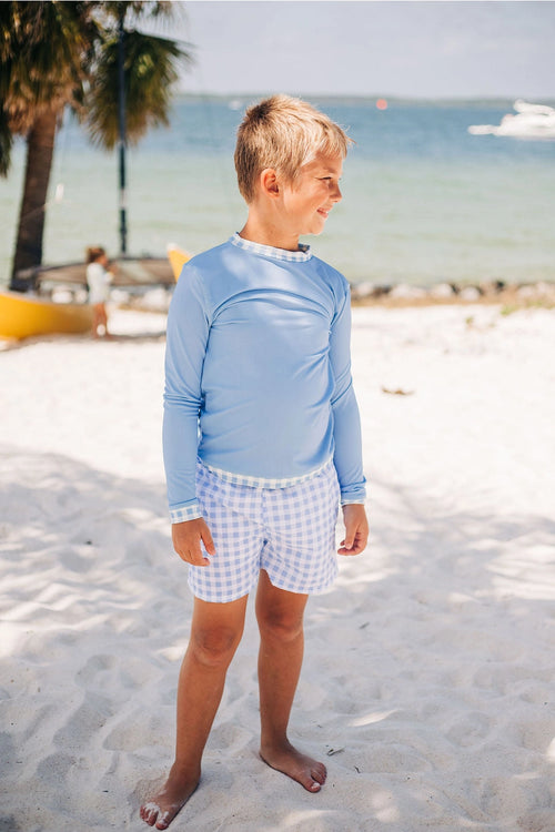 Boys Long Sleeve Swim Rashgaurd- Blue